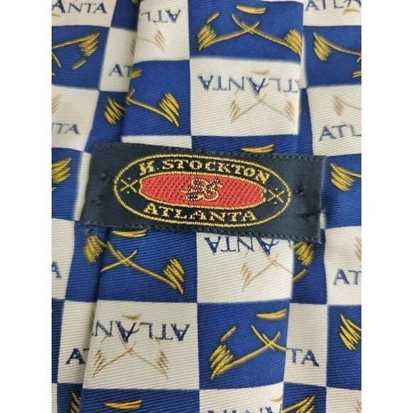 Mens Tie Atlanta Yellow Wings H Stockton Silk Blue - Picture 3 of 5